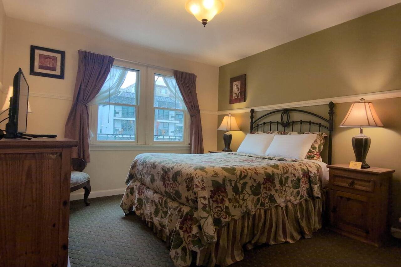Street-Facing Dog-Friendly Queen Room with Kitchen, Free Parking & Wi-Fi 1