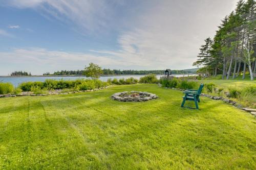Waterfront Prospect Harbor Cottage: Yard, Fire Pit 1