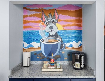 Oceanfront balcony. Dog-devoted stay. King bed + fireplace. Indoor pool, hot tubs & lazy river. Walkable to dining. VIP pup kit included. Sleeps 2–4. Ideal for couples or small families. Washer/Dryer in building. A Salty Paw Rentals Property 5