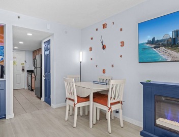 Oceanfront balcony. Dog-devoted stay. King bed + fireplace. Indoor pool, hot tubs & lazy river. Walkable to dining. VIP pup kit included. Sleeps 2–4. Ideal for couples or small families. Washer/Dryer in building. A Salty Paw Rentals Property 4