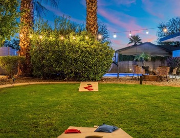 Poolside Oasis Retreat with Heated Pool Fire Pit Yard 5