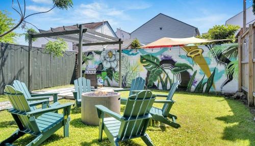 Backyard fire pit Jazz Fest & Saints ready