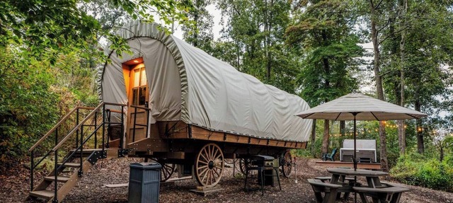 Covered Wagon with Salt Water Hot Tub