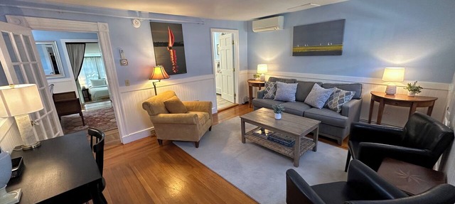 Dive into downtown Newport RI in this private, large, unique townhouse-style 2BR apartment at 205 Spring St! King and Full beds + pull-out sofa full kitchen, 2 baths, outdoor patio, AC, TVs, Wifi. Just steps to Thames Street, shops and wharfs
