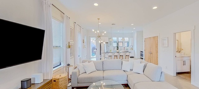 Modern 2-story dog-friendly condo with quaint patio, central AC & washer/dryer