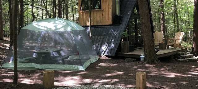 Tiny off-grid A-frame cabin nestled in nature!