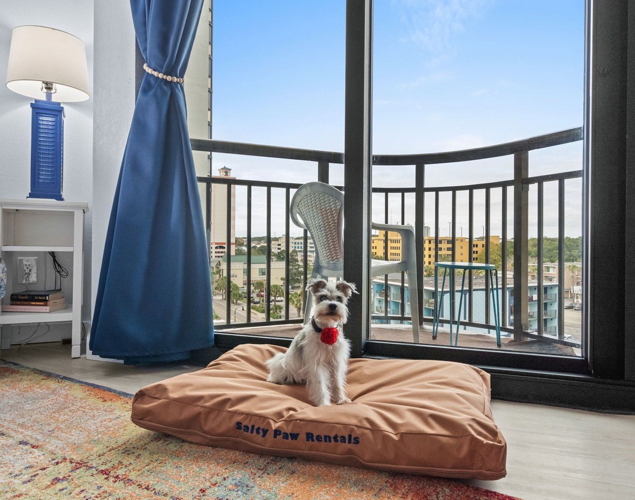 Oceanfront balcony. Dog-devoted stay. King bed + fireplace. Indoor pool, hot tubs & lazy river. Walkable to dining. VIP pup kit included. Sleeps 2–4. Ideal for couples or small families. Washer/Dryer in building. A Salty Paw Rentals Property 1