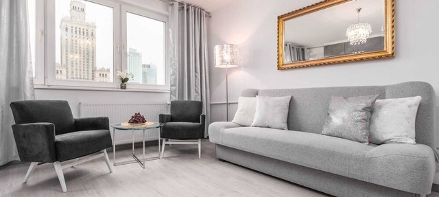 Elegant Apartment with a Balcony | View of the Palace of Culture and Science