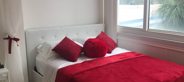 My red and white studio on the beach