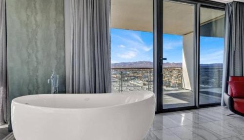 1 Bedroom Balcony Collection Living Room & Jet Tub Bath - StripSuite Palms Place Hotel, Resort & Casino - NO RESORT FEE