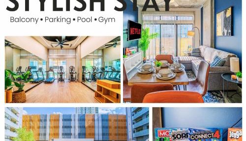 2BR Roosevelt Row Gym Pool Parking Sleeps 8